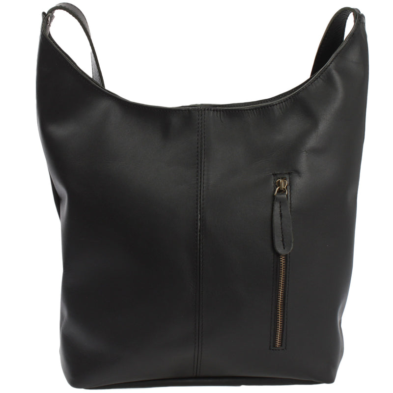 Leconi große Umhängetasche Schultertasche Beuteltasche Damentasche Leder schwarz LE0055 Sonderangebot der Fabrik