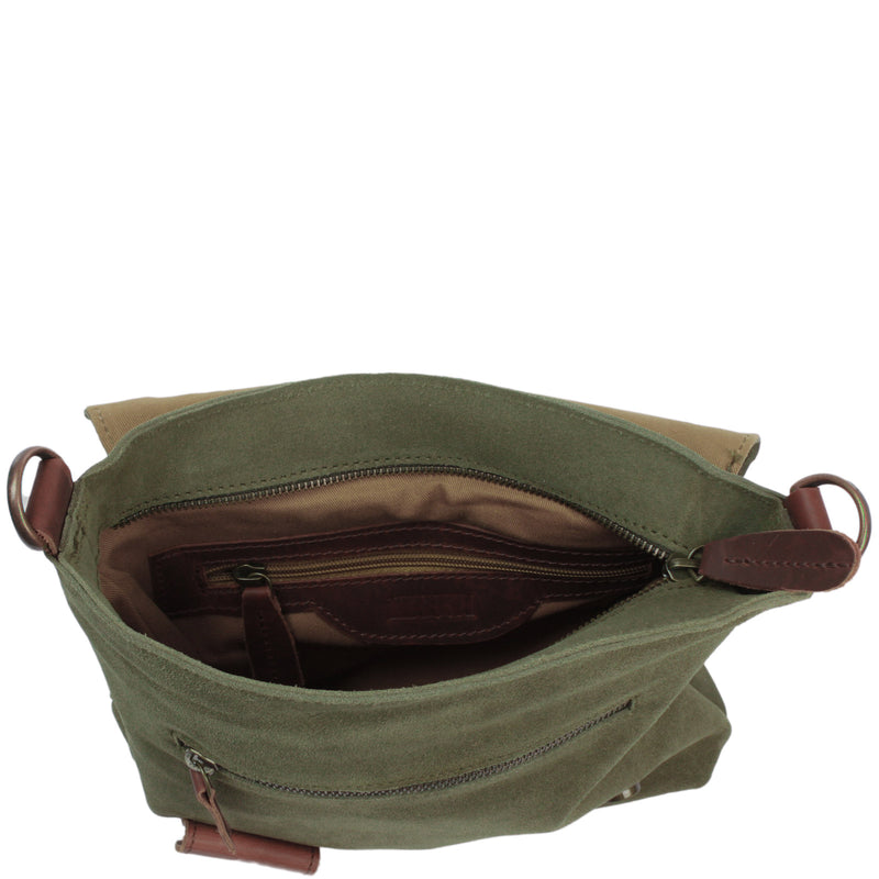 Leconi Umhängetasche Ledertasche Damen Schultertasche Wildleder grün LE3027 Vierteljährliche Förderung