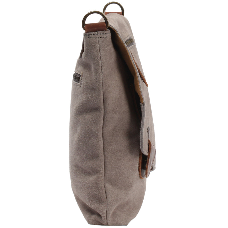 Leconi Umhängetasche Ledertasche Damen Schultertasche Wildleder grau LE3027 Discount Store für neue Produkte
