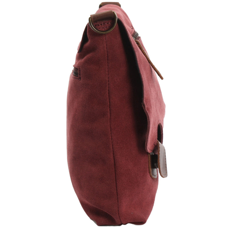 Leconi Umhängetasche Ledertasche Damen Schultertasche Wildleder bordeaux LE3027 Super Rabatt