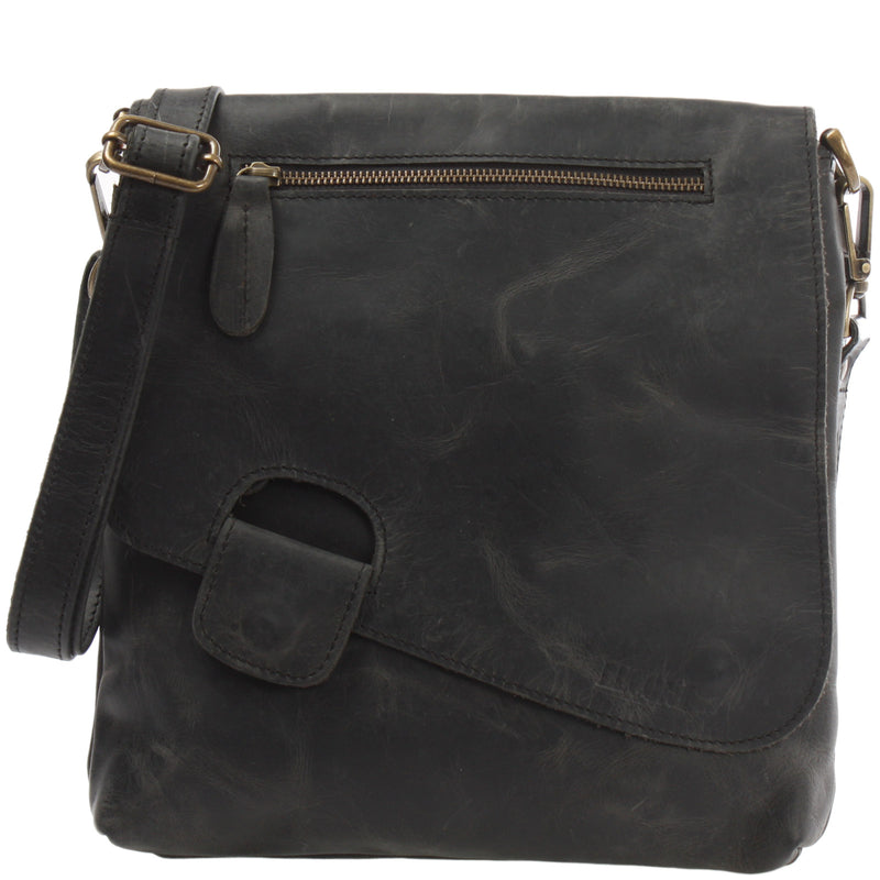 Leconi Umhängetasche Ledertasche Schultertasche Leder grau LE3027