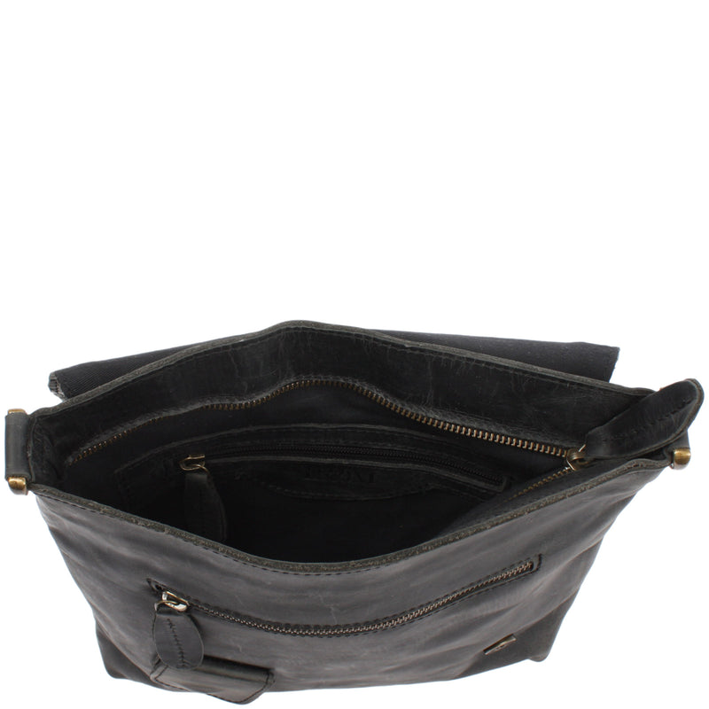 Leconi Umhängetasche Ledertasche Schultertasche Leder grau LE3027 50% Rabatt mit kostenlosem Versand