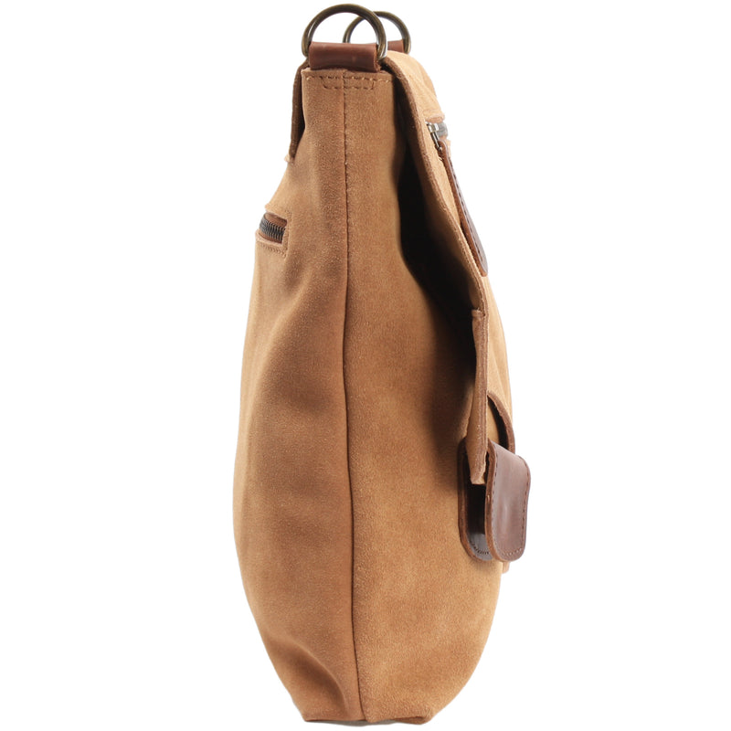 Leconi Umhängetasche Ledertasche Damen Schultertasche Wildleder cognac LE3027 Kostenloser Versand international