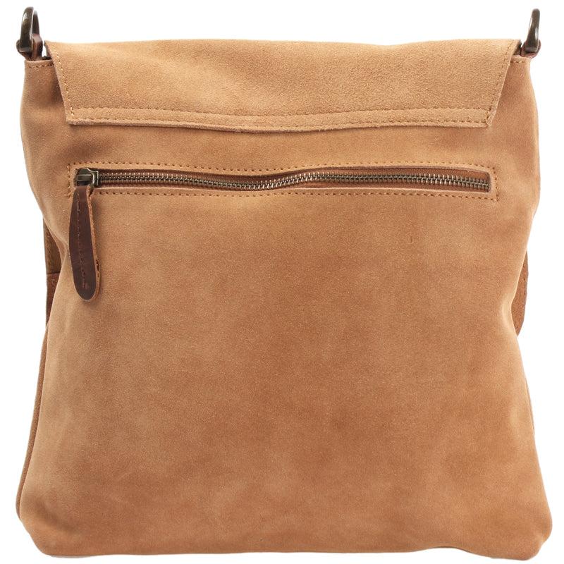 Leconi Umhängetasche Ledertasche Damen Schultertasche Wildleder cognac LE3027 Kostenloser Versand international