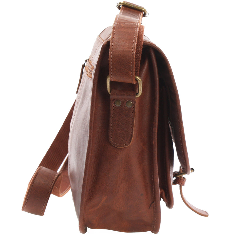 Leconi Umhängetasche Schultertasche Freizeittasche Büffelleder braun LE3085 Speichern exportieren