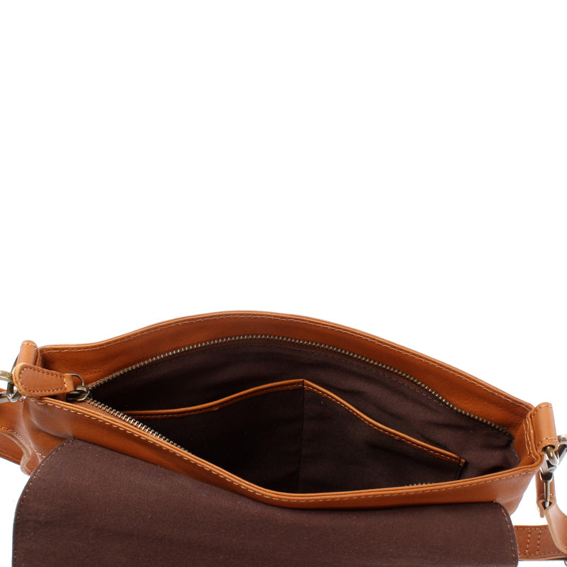 Leconi Umhängetasche Ledertasche Schultertasche Leder cognac LE3073 Black Friday Preise
