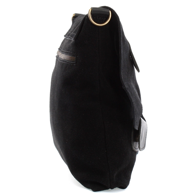 Leconi Umhängetasche Schultertasche Veloursleder schwarz LE3027 50% Rabatt für begrenzte Zeit