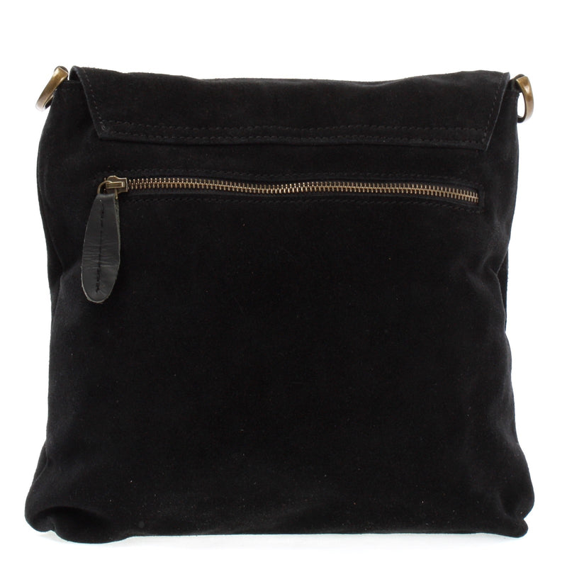 Leconi Umhängetasche Schultertasche Veloursleder schwarz LE3027 50% Rabatt für begrenzte Zeit