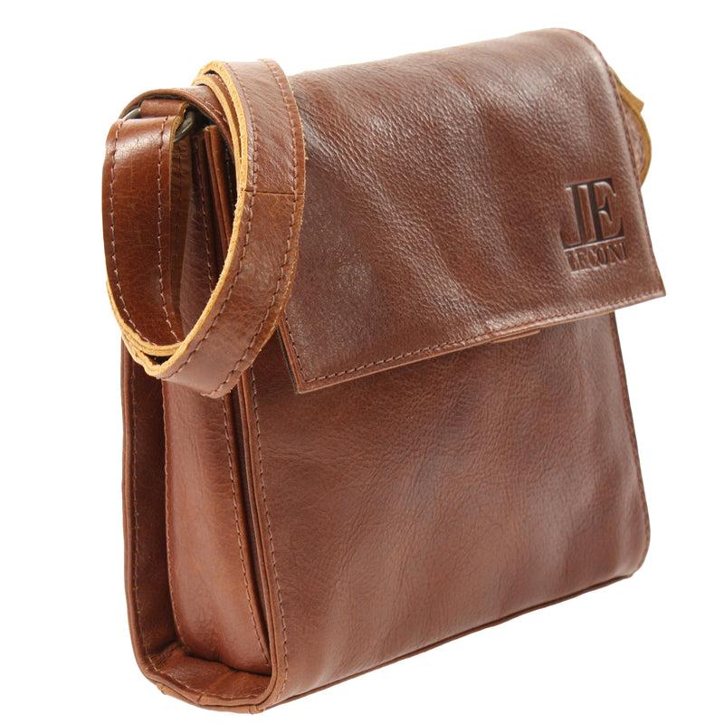 Leconi kleine Schultertasche Umhängetasche Damentasche Leder braun LE3082 2025