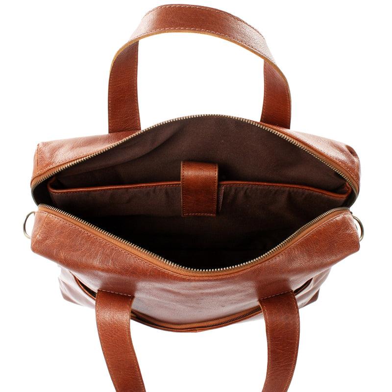 Leconi Schultertasche Henkeltasche Shopper Handtasche Damen Leder braun LE0059 Auslauf