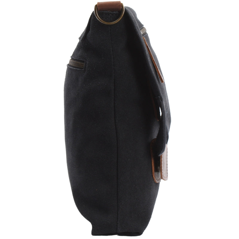 Leconi Umhängetasche Ledertasche Damen Schultertasche Wildleder anthrazit LE3027 Verkauf