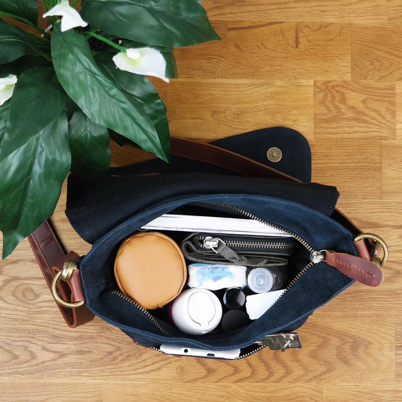 Leconi Umhängetasche Ledertasche Damen Schultertasche Wildleder anthrazit LE3027 Verkauf
