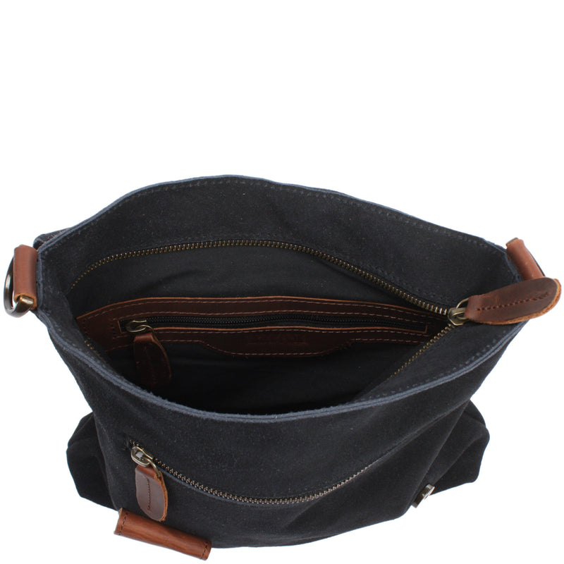 Leconi Umhängetasche Ledertasche Damen Schultertasche Wildleder anthrazit LE3027 Verkauf