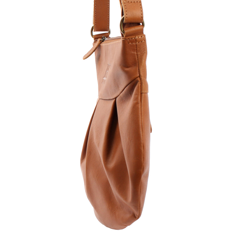 Leconi kleine Umhängetasche Damentasche Leder cognac LE0070 Hotsell