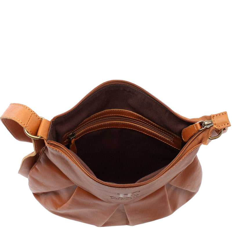 Leconi kleine Umhängetasche Damentasche Leder cognac LE0070 Hotsell