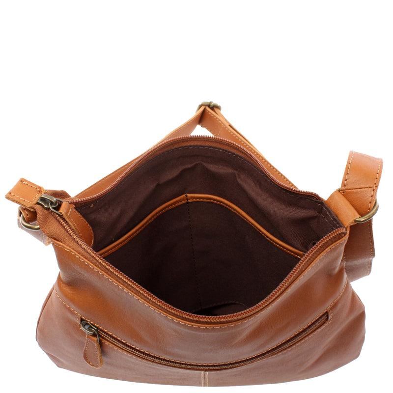 Leconi kleine Umhängetasche Damentasche Leder cognac LE0070 Hotsell