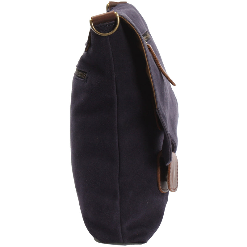 Leconi Umhängetasche Ledertasche Damen Schultertasche Wildleder navy LE3027 Fabrikverkauf