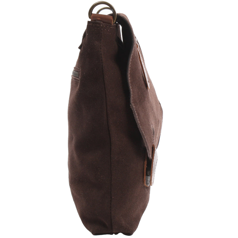 Leconi Umhängetasche Ledertasche Damen Schultertasche Wildleder dunkelbraun LE3027 Blitzverkäufe