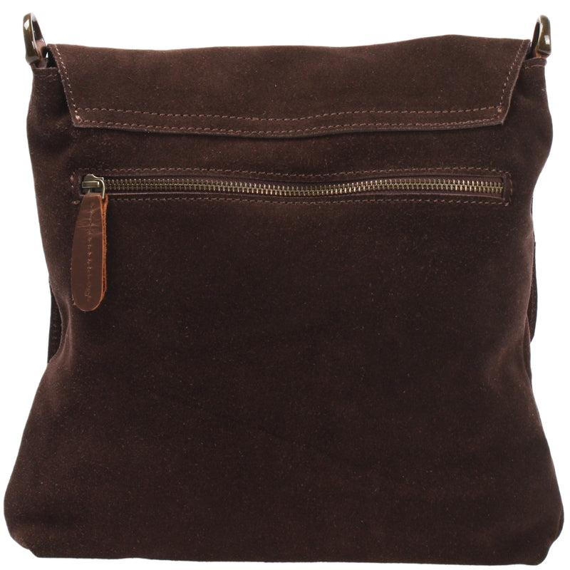 Leconi Umhängetasche Ledertasche Damen Schultertasche Wildleder dunkelbraun LE3027 Blitzverkäufe