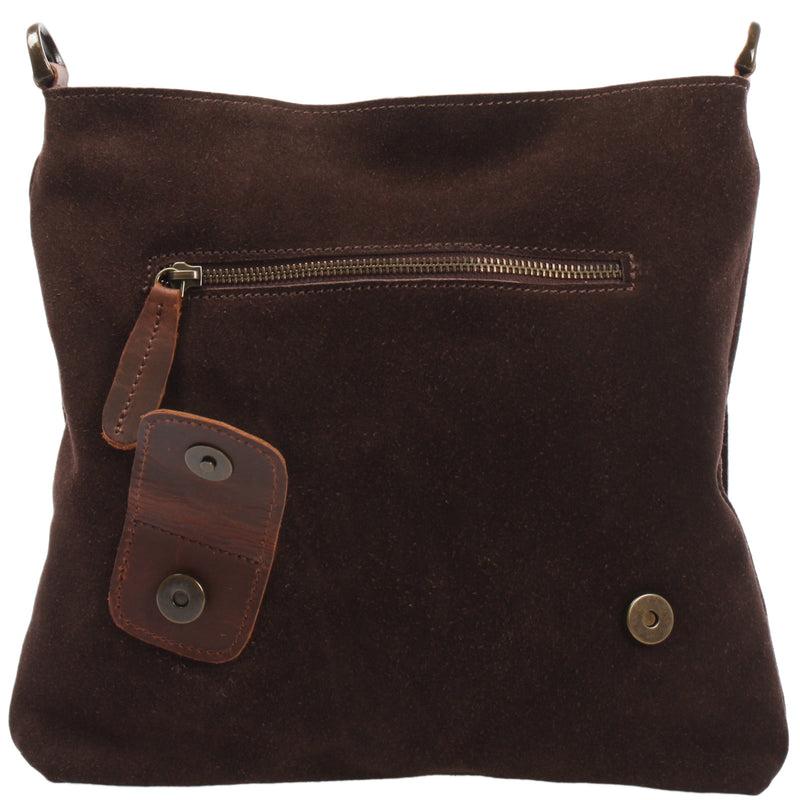 Leconi Umhängetasche Ledertasche Damen Schultertasche Wildleder dunkelbraun LE3027 Blitzverkäufe
