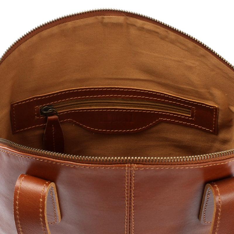 Leconi Damentasche Henkeltasche Schultertasche Leder cognac LE0060 Fabrik Onlineshop