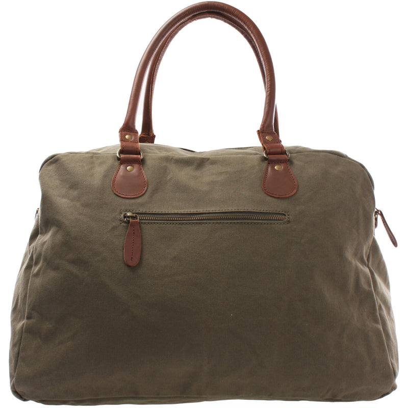 Leconi Weekender Handgepäck Reisetasche Canvas Leder grün LE2012 Großer Ausverkauf