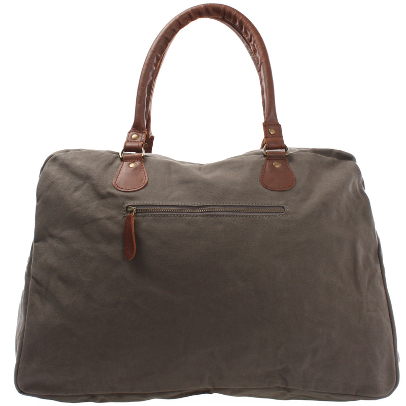 Leconi Reisetasche Weekender Handgepäck Canvas Leder grau LE2012 Flash Sale