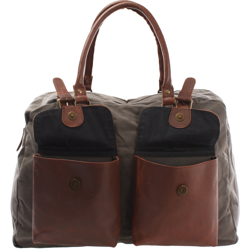 Leconi Reisetasche Weekender Handgepäck Canvas Leder grau LE2012 Flash Sale