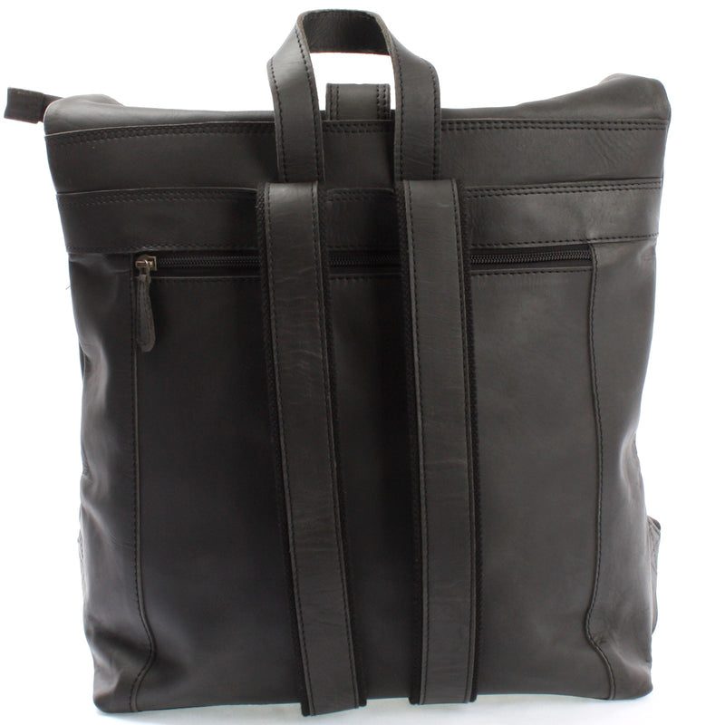 Leconi Roll Top Freizeitrucksack Rucksack Leder dunkelgrau LE1034 Begrenztes Angebot