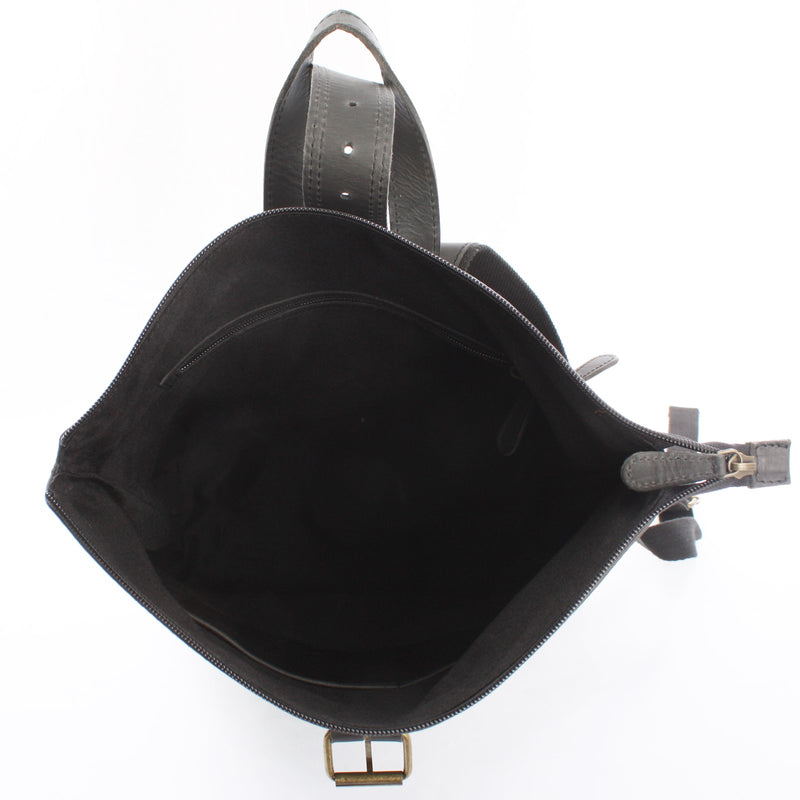 Leconi Roll Top Freizeitrucksack Rucksack Leder dunkelgrau LE1034 Begrenztes Angebot