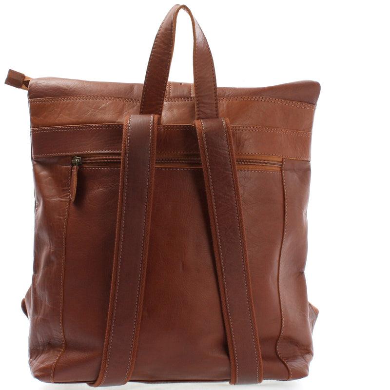 Leconi Roll Top Lederrucksack Lederrucksack DIN A4 Leder braun LE1034 Online Shopping