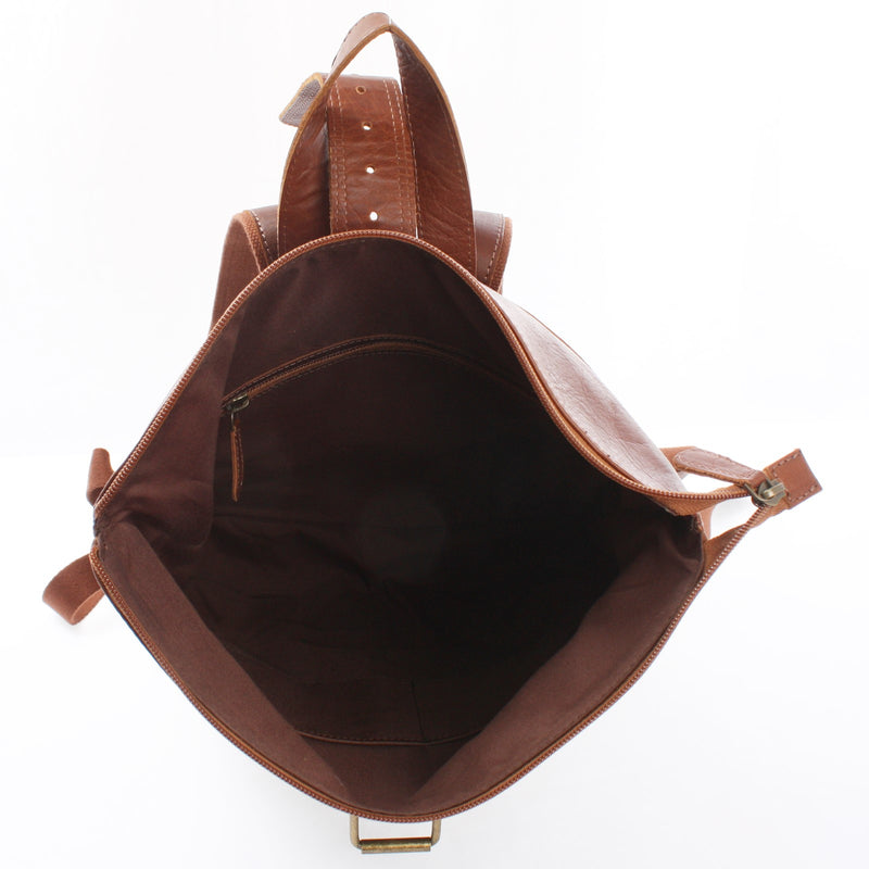 Leconi Roll Top Lederrucksack Lederrucksack DIN A4 Leder braun LE1034 Online Shopping