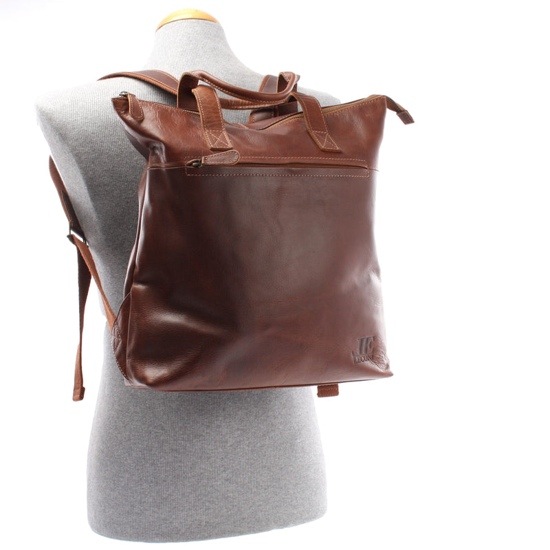 Leconi Lederrucksack Cityrucksack Freizeitrucksack Leder braun LE1033 Exklusivangebot