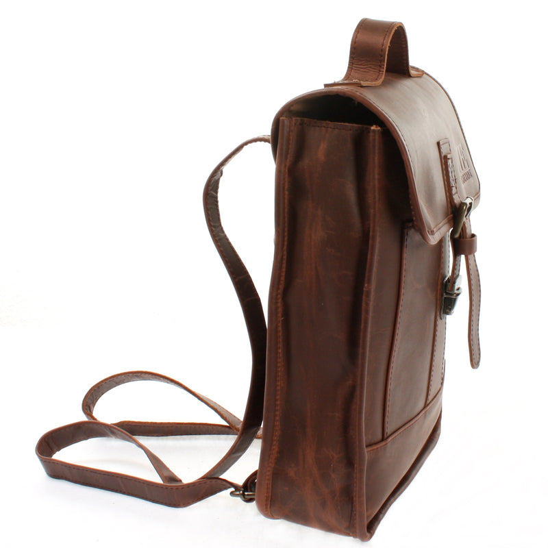 Leconi Freizeitrucksack Lederrucksack Cityrucksack Leder braun LE1030 Preisnachlass
