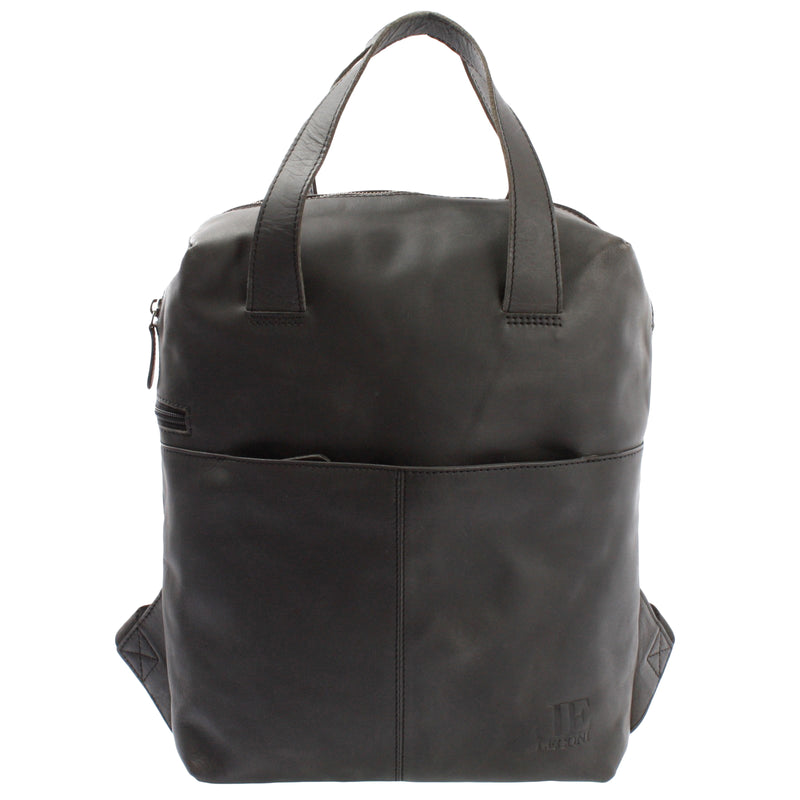 Leconi Stadtrucksack Lederrucksack Leder dunkelgrau LE1023
