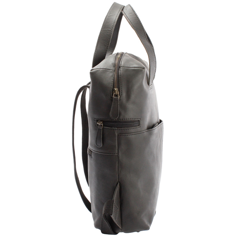 Leconi Stadtrucksack Lederrucksack Leder dunkelgrau LE1023 Saisonschlussverkauf