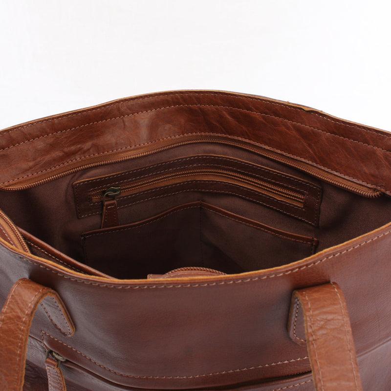 Leconi Schultertasche Damentasche DIN A4 Leder braun LE0071 Cyber Monday