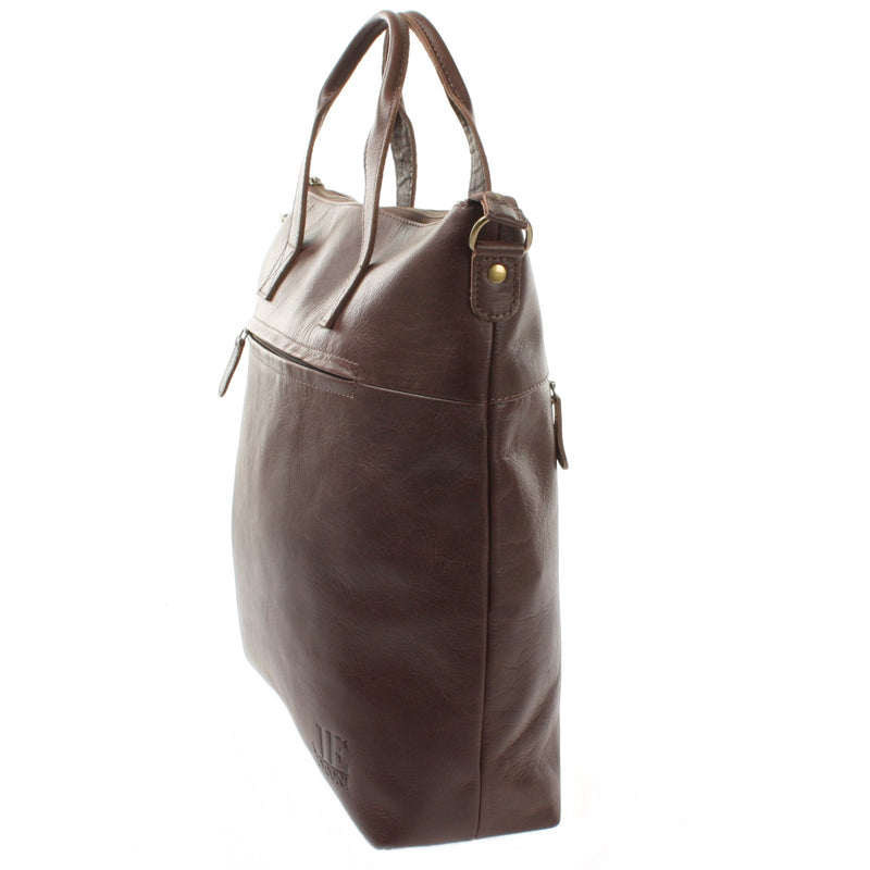 Leconi großer Umhängetasche Henkeltasche Leder dunkelbraun LE0069 Osterangebot