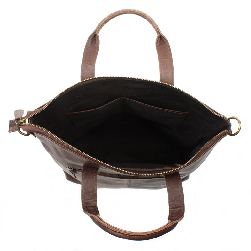 Leconi großer Umhängetasche Henkeltasche Leder dunkelbraun LE0069 Osterangebot
