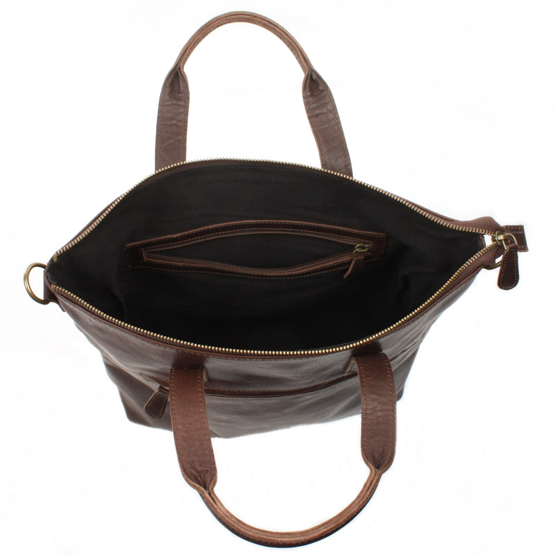 Leconi großer Umhängetasche Henkeltasche Leder dunkelbraun LE0069 Osterangebot