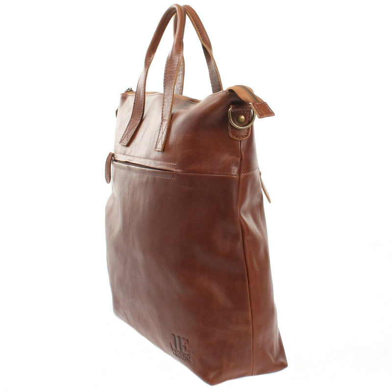 Leconi großer Shopper Henkeltasche Damentasche Leder braun LE0069 Muttertagsangebot