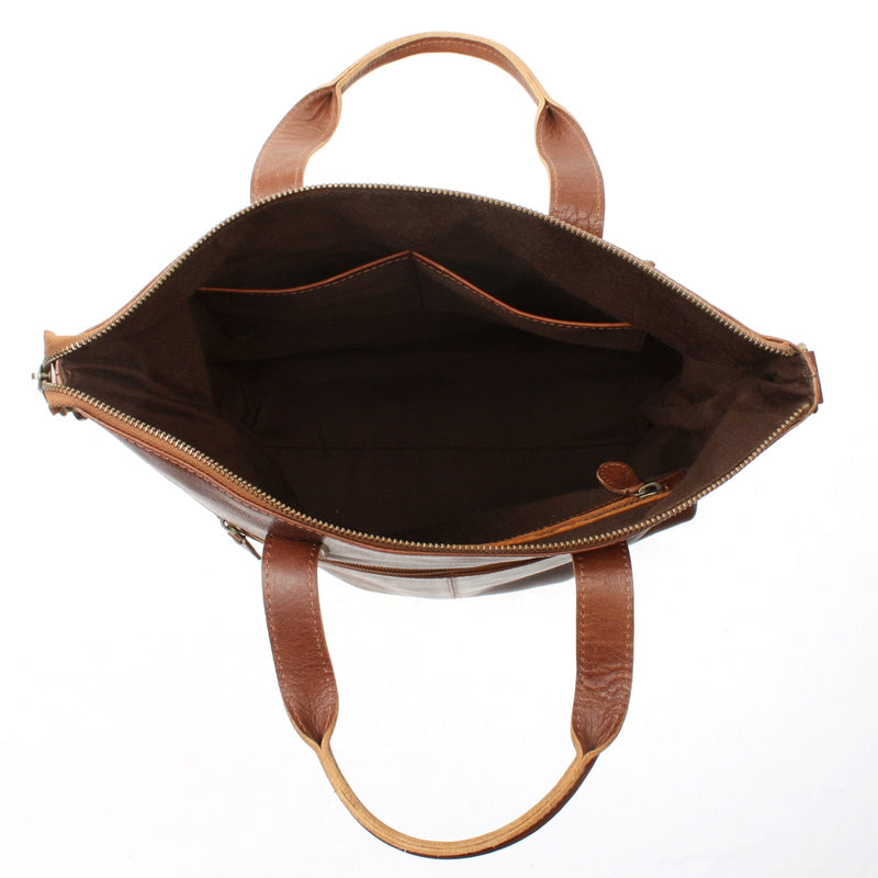 Leconi großer Shopper Henkeltasche Damentasche Leder braun LE0069 Muttertagsangebot
