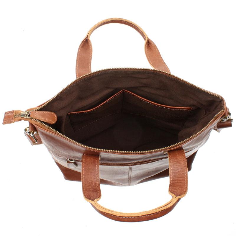 Leconi Damentasche Umhängetasche Henkeltasche Leder braun LE0068 Vatertagsangebot