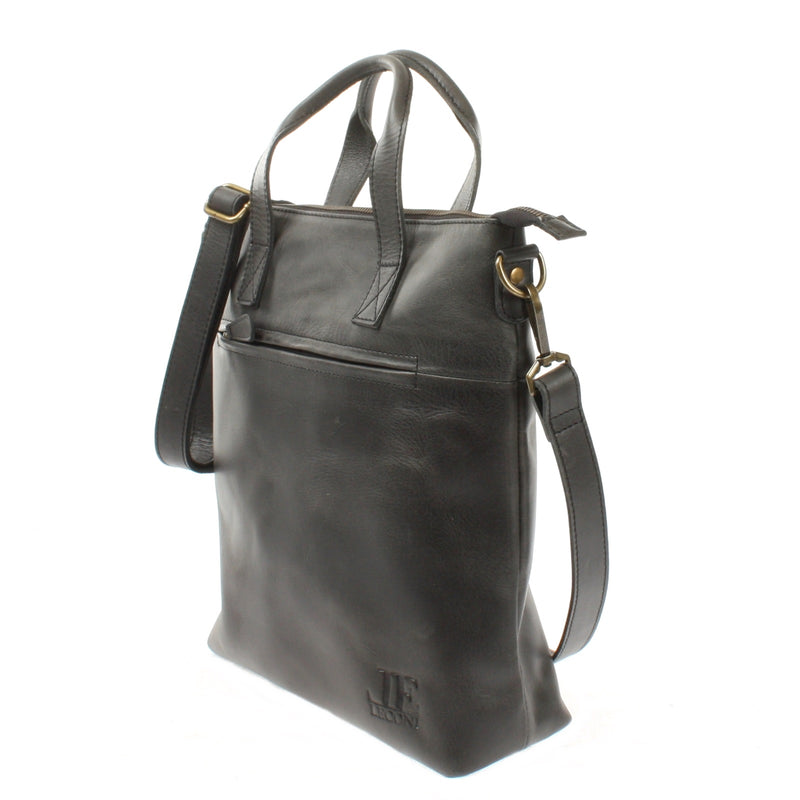 Leconi Damentasche Umhängetasche Ledertasche Leder dunkelgrau LE0068 Valentinstagsangebot