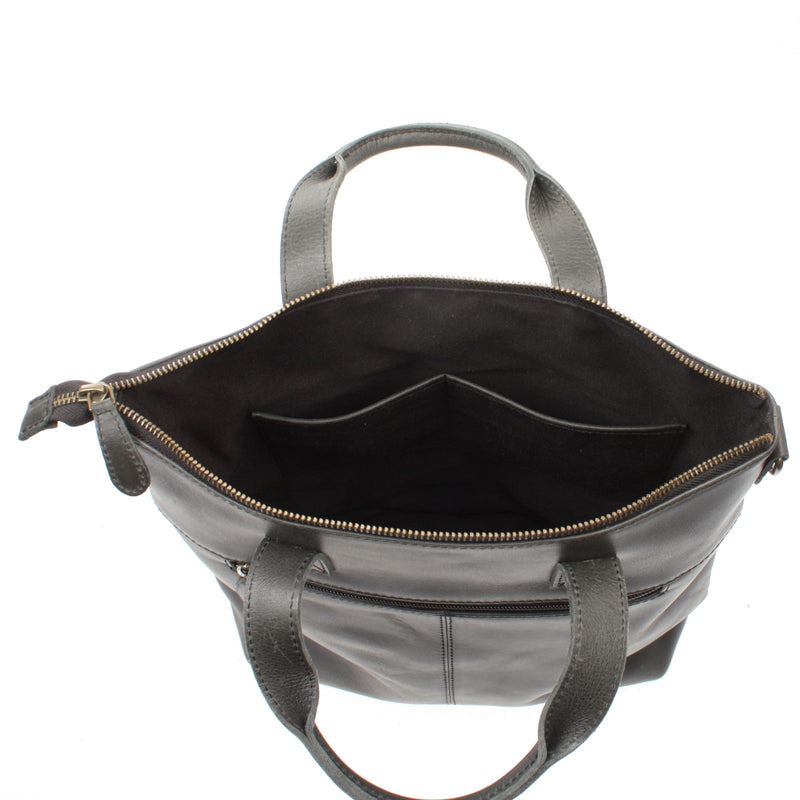 Leconi Damentasche Umhängetasche Ledertasche Leder dunkelgrau LE0068 Valentinstagsangebot