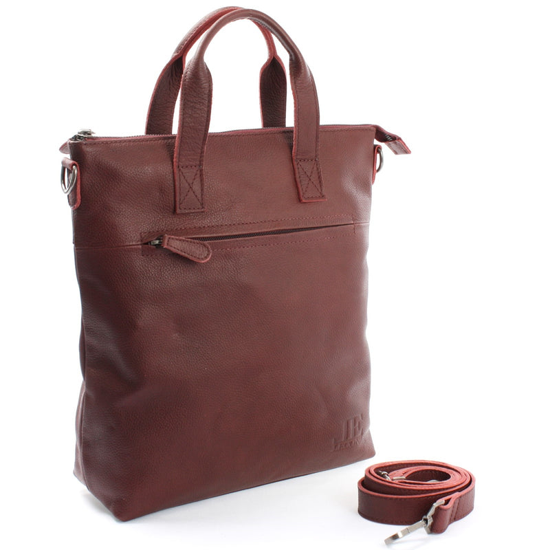 Leconi Henkeltasche Umhängetasche Damentasche Leder bordeaux LE0068 Jubiläumsangebot