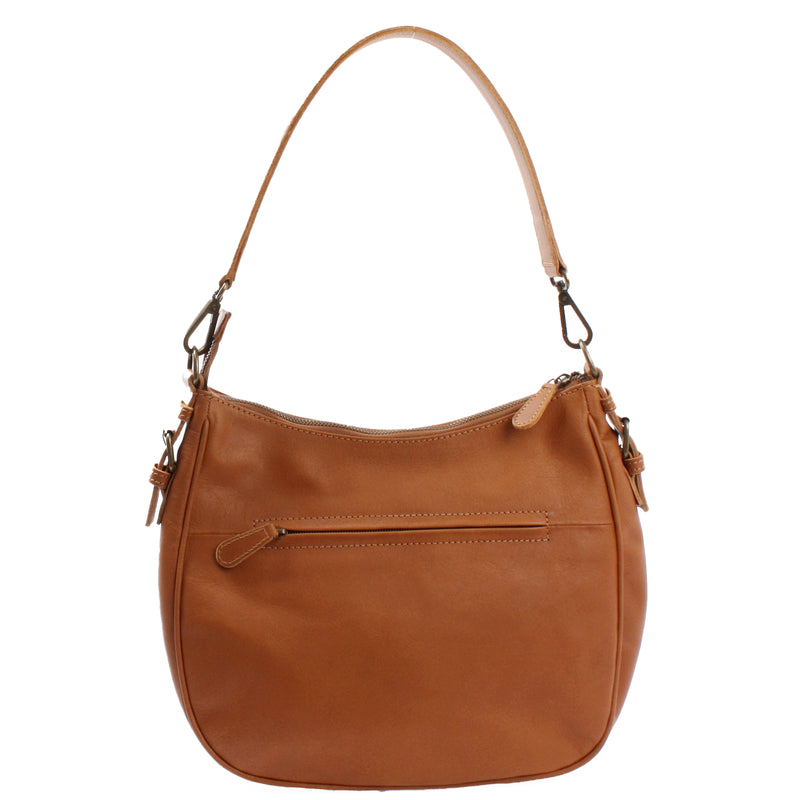 Leconi Schultertasche Ledertasche Handtasche Leder cognac LE0063 Lagerräumung
