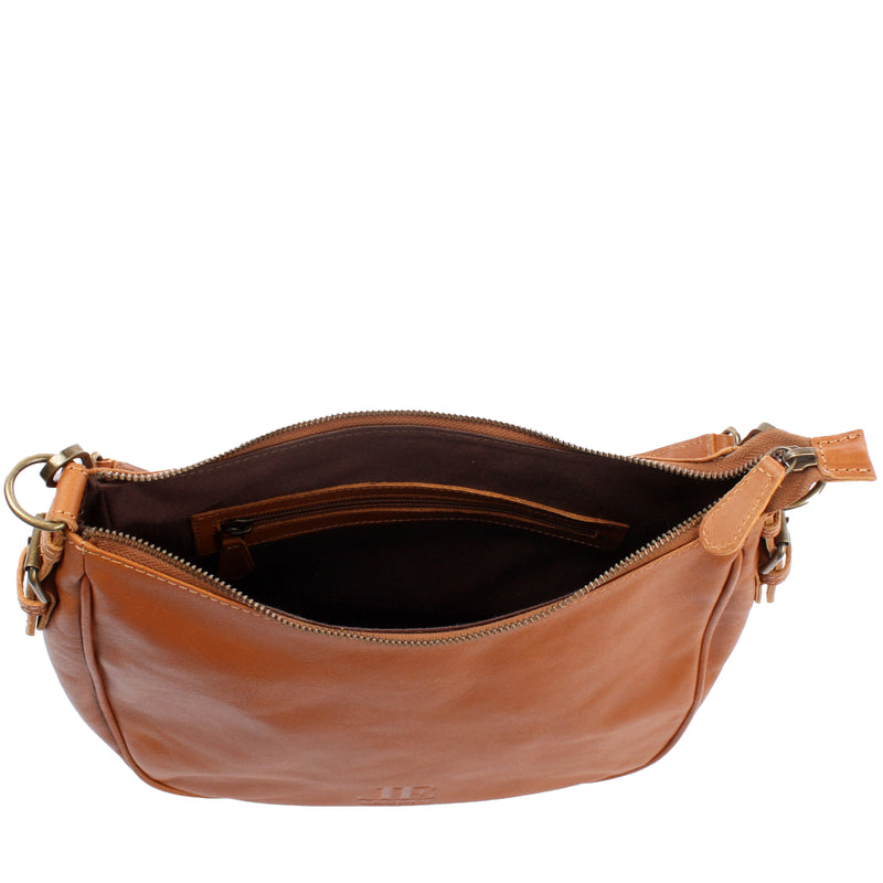 Leconi Schultertasche Ledertasche Handtasche Leder cognac LE0063 Lagerräumung
