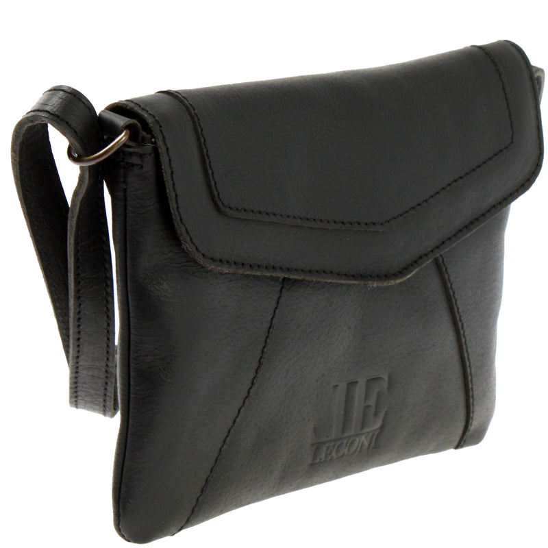 Leconi kleine Umhängetasche Ledertasche Damentasche Schultertasche Leder schwarz LE3078 Heißer Verkauf