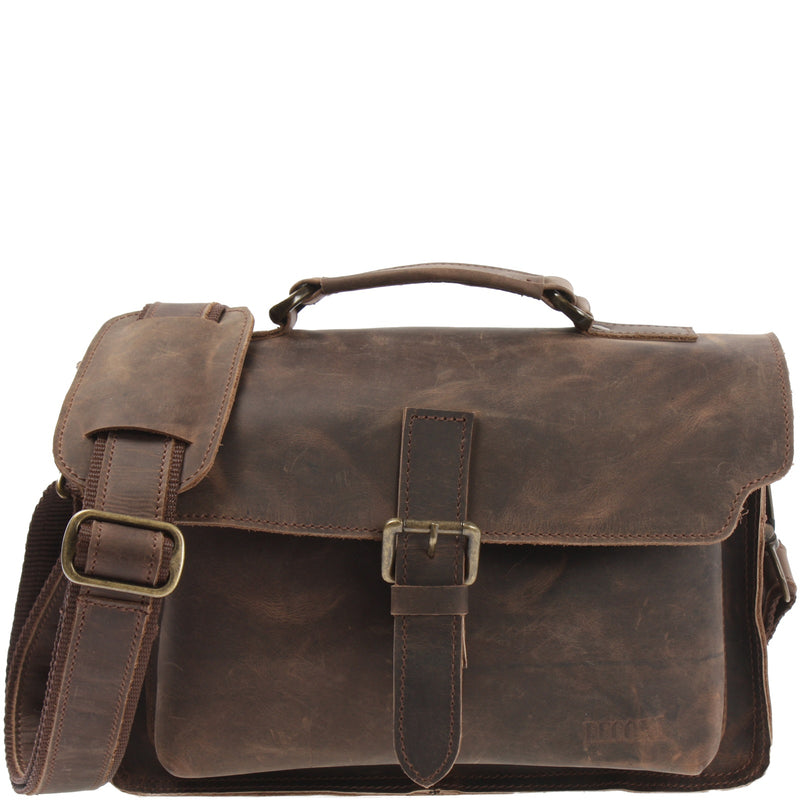 Leconi kleine Umhängetasche Schultertasche Damen Herren Leder schlamm LE3023